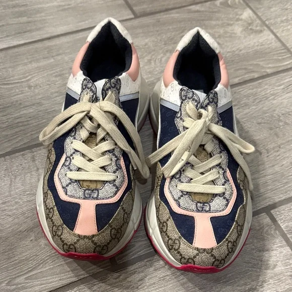 Gucci Women's Sneakers with Pink and Blue Design - Picture 1 of 8